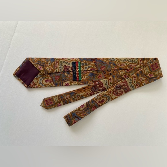 Vintage‎ Tango By Max Rabb 100% Cotton Paisley Patchwork Multi Color Men’s Tie - Picture 4 of 6